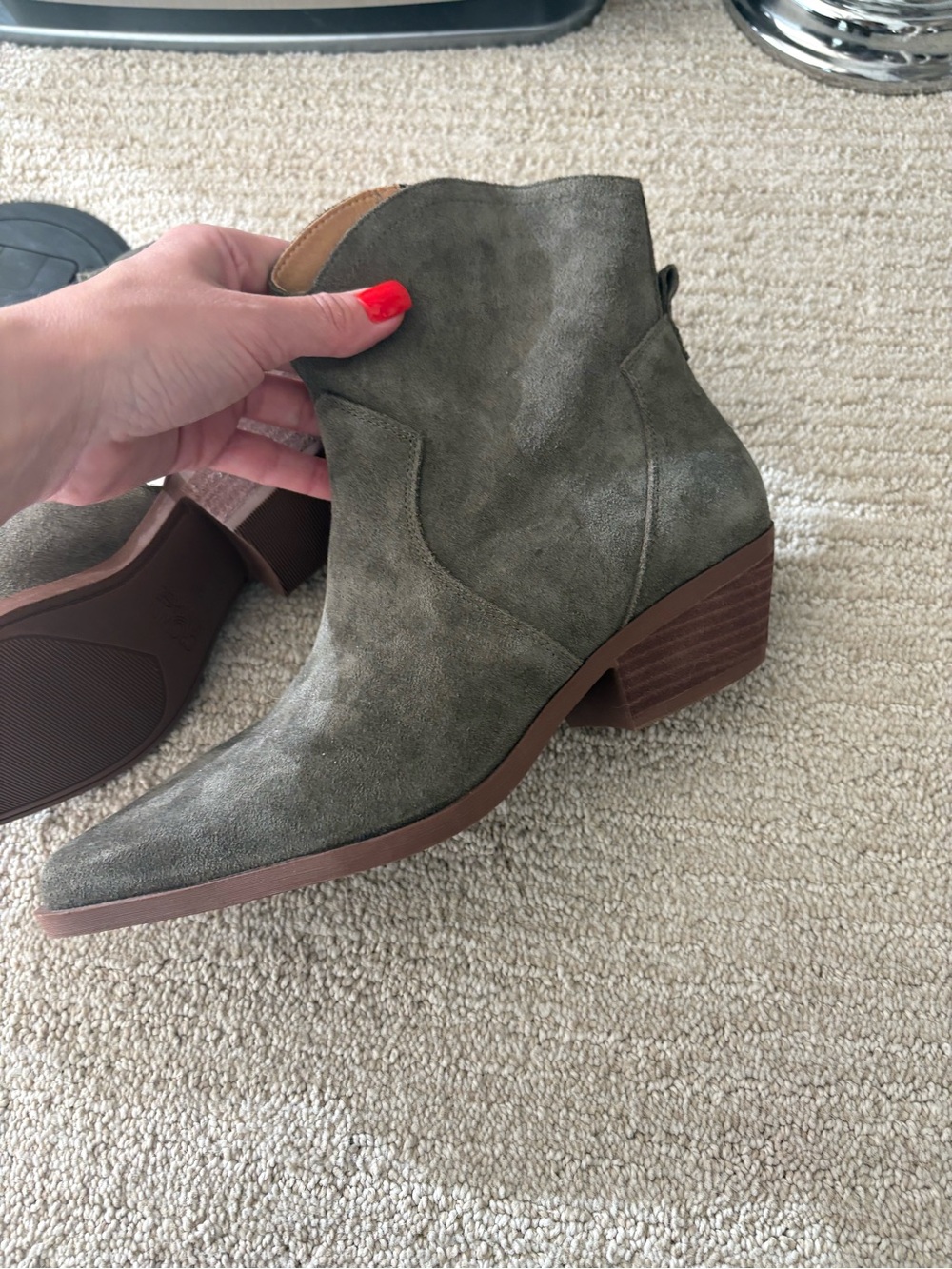 NEW CROWN VINTAGE RAZIA SUEDE MILITARE GREEN/ GREY WESTERN BOOTS US9